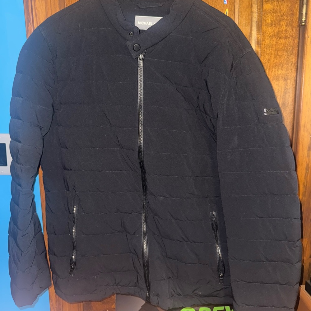 Michael Kors Men's Black Quilted Puffer Jacket with Zip Pockets